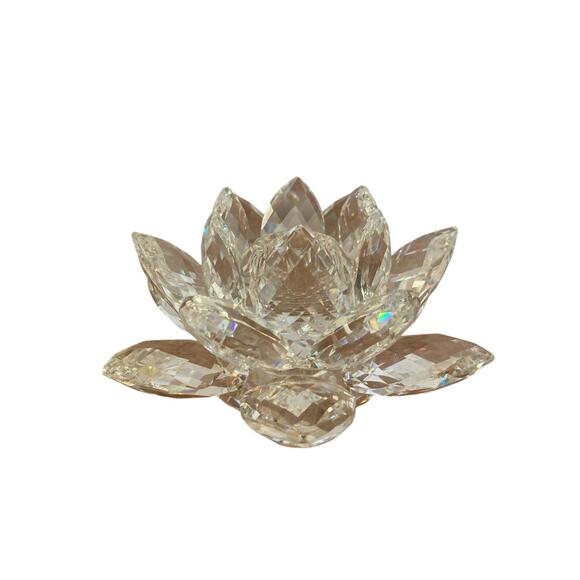 Swarovski Large Lotus Flower Crystal Glass Spiritual Flower Figurine Austria - Picture 2 of 6
